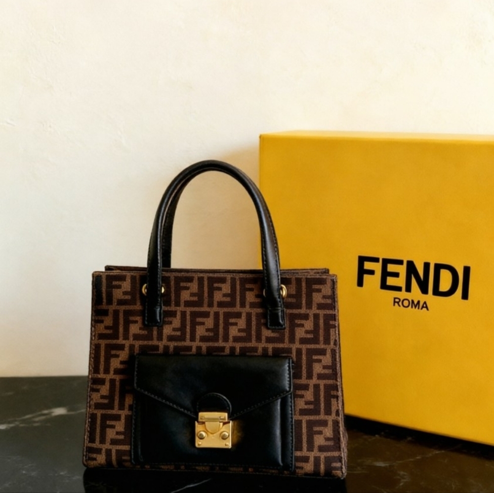 Fendi Vintage Zucca Flip Lock Tote - Picture 3 of 6